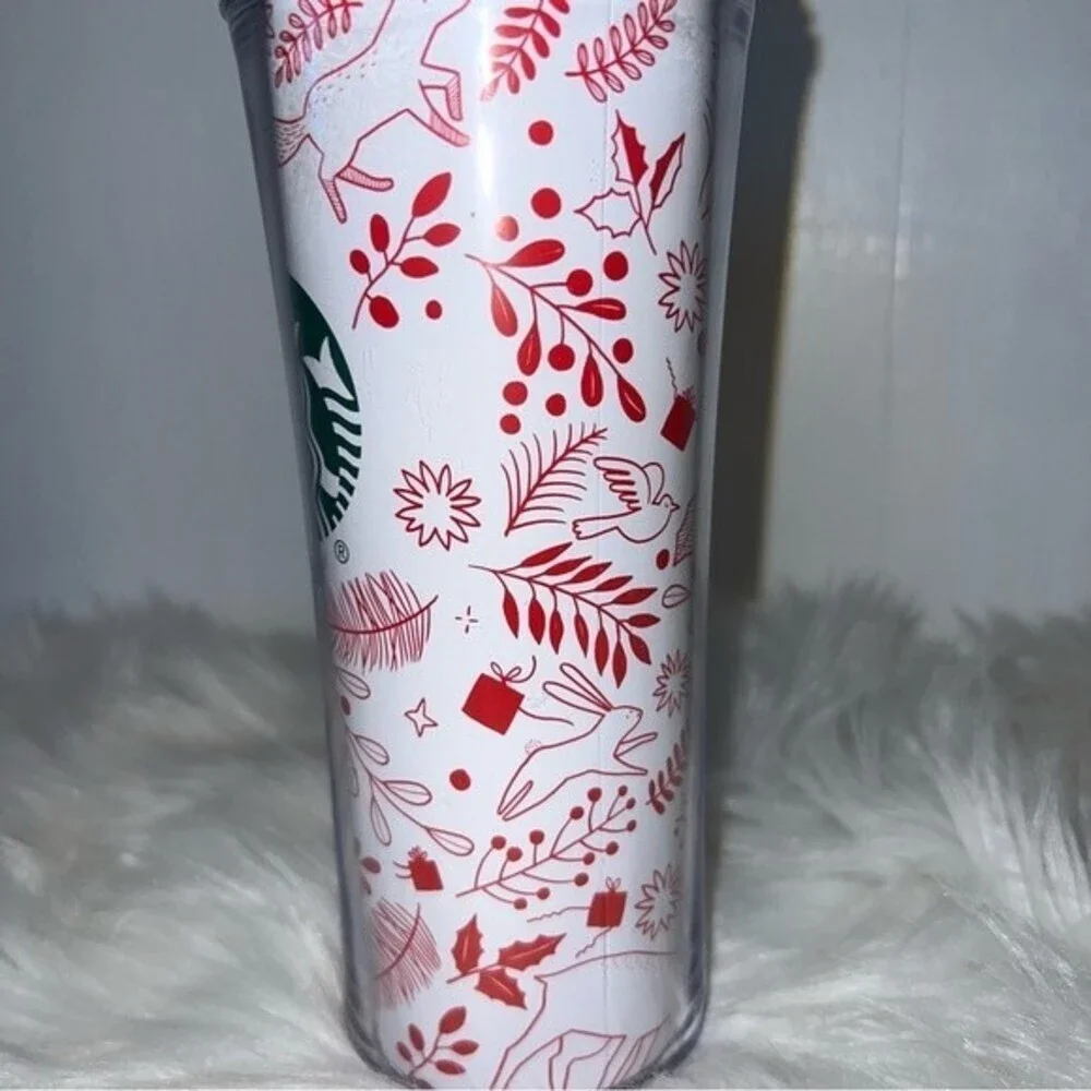 NWOT Starbucks 2019 Winter Holiday Theme Deer Fox Dove 16oz Travel Insulted Cup